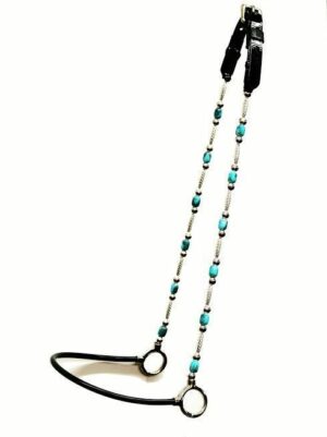 Turquoise and Silver Fully Beaded Cheeks Cable Show Halter