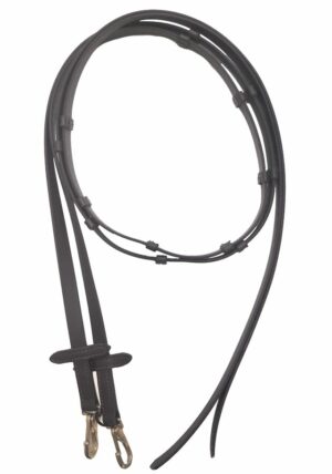 7' Smooth Beta Split Reins with knobs - your choice of Snaps or Buckles and Martingale Stops