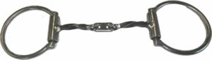 1/4" Slow Twisted Square Bar Snaffle with Center Plate D-Ring Bit