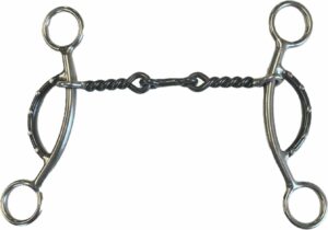3/8" Sweet Iron Twisted Wire with Dog Bone Center Gag Snaffle Bit
