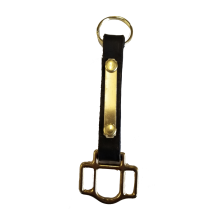 Black Leather Keyring with Brass Engraved Name Plate