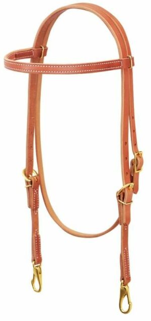 Natural Leather Headstall with Snaps or Buckles
