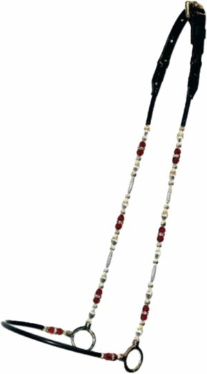 Custom Cable Fully Beaded Cheeks  Show Halter Silver & Red