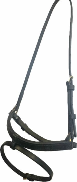 3/4" Leather Cavesson with Flash Noseband in Black or Havana Brown