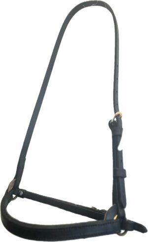 3/4" Leather Cavesson in Black or Havana Brown - Draw Tight or Sewn on Buckle strap options