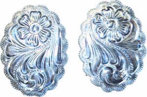 Engraved Silver Conchos for Show Halters