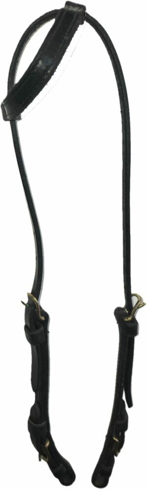Leather One Ear Headstall - Choice of Buckles or Snaps,  Black - Havana Brown-Natural Leather