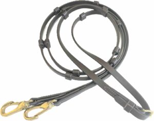 5/8" Smooth Beta English Reins with Knobs - Snaps or Buckles Martingale Stop Option
